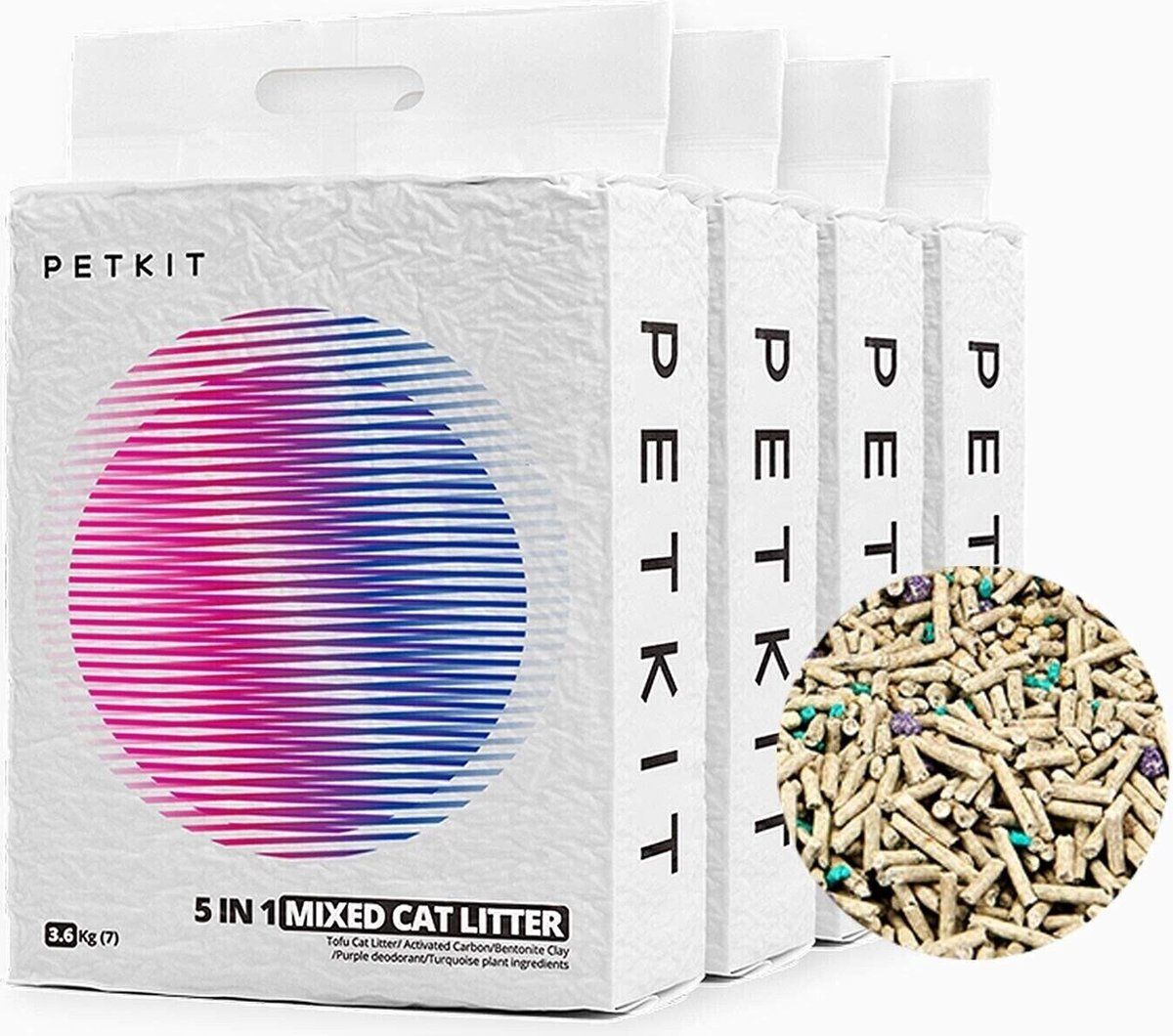 PETKIT 5 in 1 Mixed Cat Litter- 4 zaken Bundel - Kattenbakvulling - Geschikt voor PETIKT Pura Max en Pura X