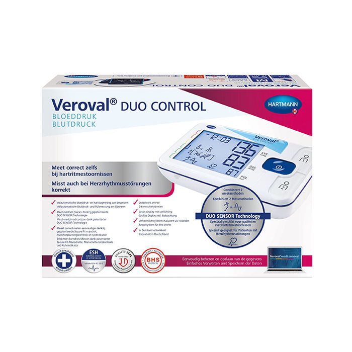 Veroval Duo Control Bovenarmbloeddrukmeter - dé bovenarmbloeddrukmeter - Meet ook correct bij hartritmestoornissen - manchet L (32 -42 cm)