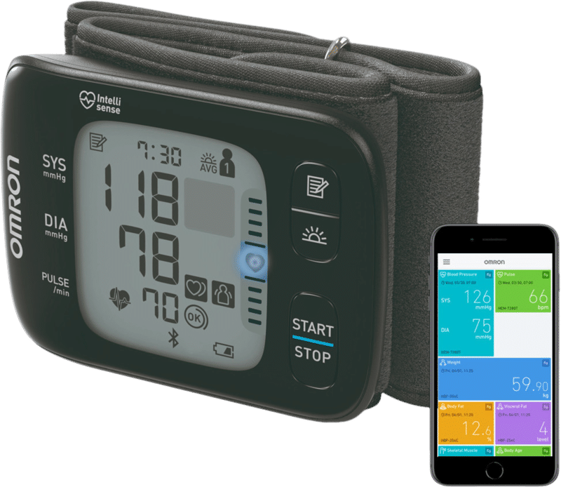 OMRON RS7 Intelli IT Bloeddrukmeter Pols - Blood Pressure Monitor met Hartslagmeter – Onregelmatige Hartslag -Klinisch Gevalideerde Polsbloeddrukmeter - met Mobiele App - 13,5 tot 21,5 cm Manchet – 5 jaar Garantie