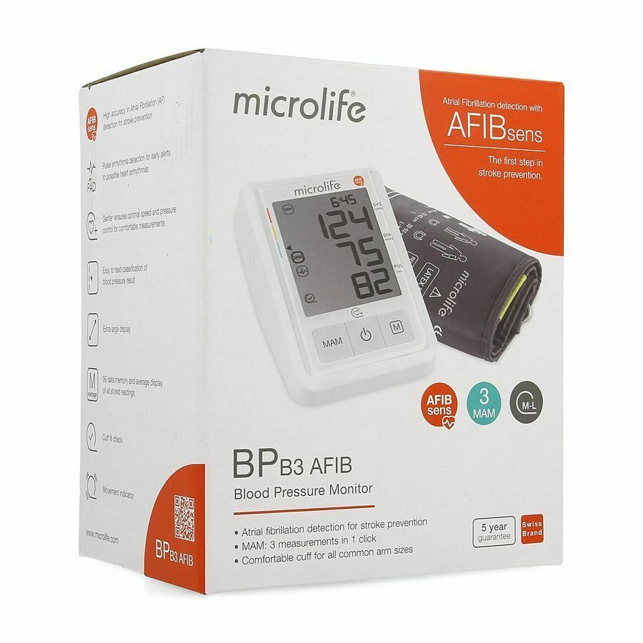 Microlife Bpb3 Afib Pc Bloeddrukmeter Arm Otc Sol