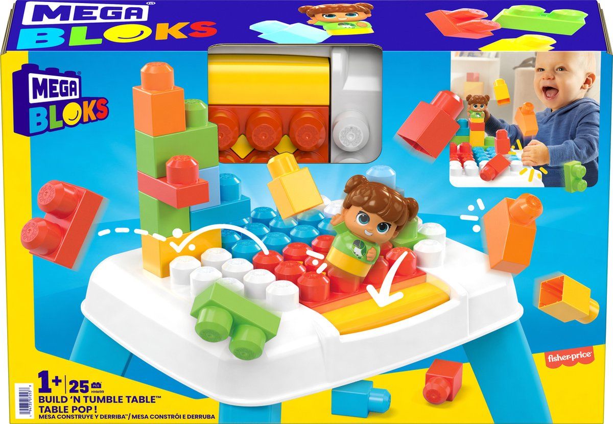 MEGA Bloks Tafel bouw en leer - 25 blokken - Bouwstenen