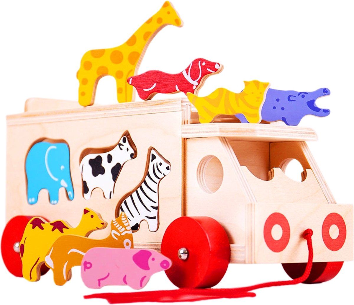 Bigjigs - vormenwagen - Dieren