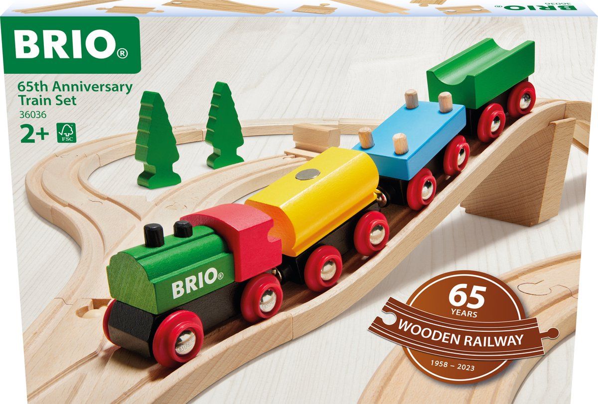 BRIO Classic - Treinset 65 jaar jubileumeditie | 32-delige houten treinset voor kinderen vanaf 2 jaar