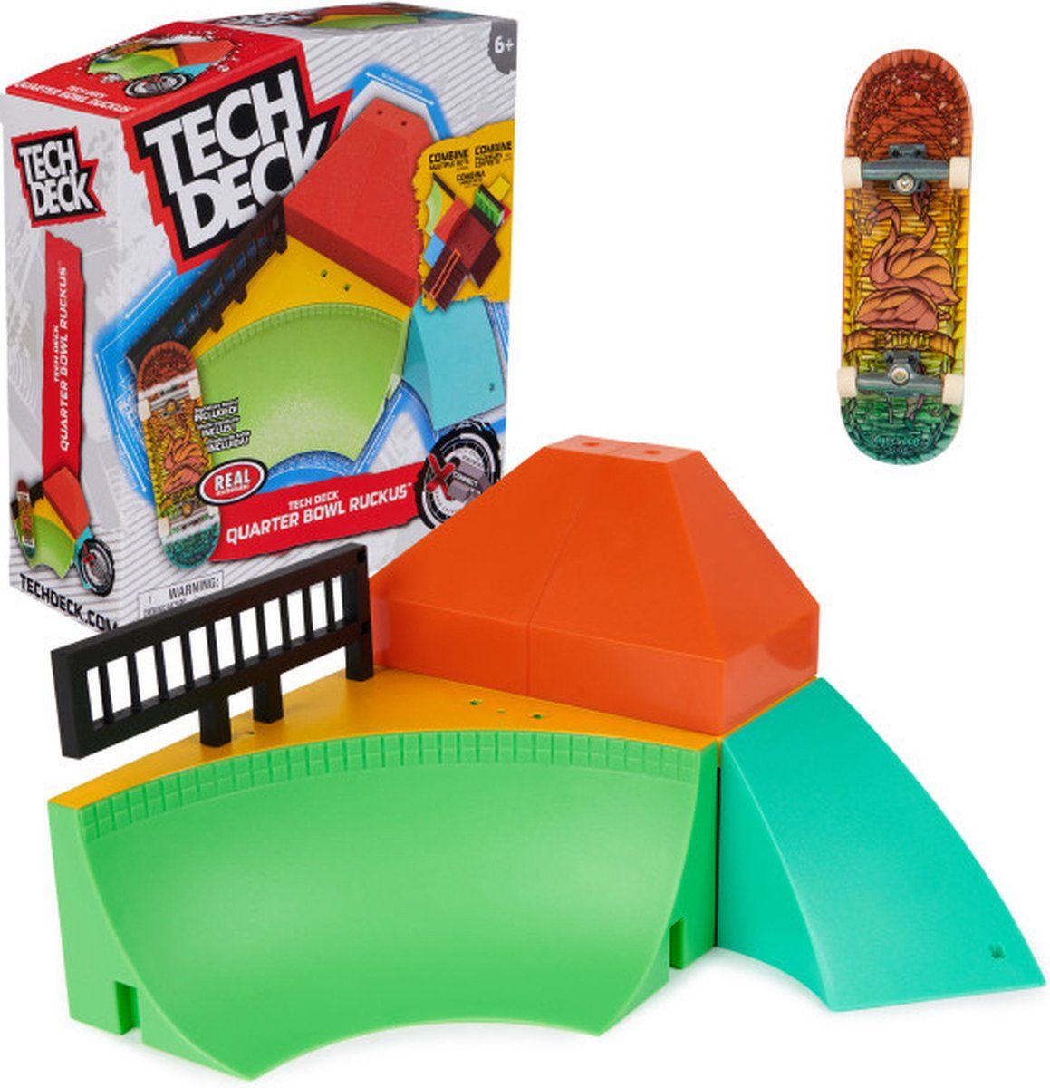 Tech Deck X-Connect - Quarter Bowl Ruckus - Aanpasbare Ramp-set met vingerskateboard