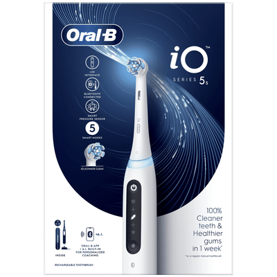 Oral-B iO 5S White - Elektrische Tandenborstel - Micro-Vibrerende Borstelharen - A.I.-Poetsherkenning