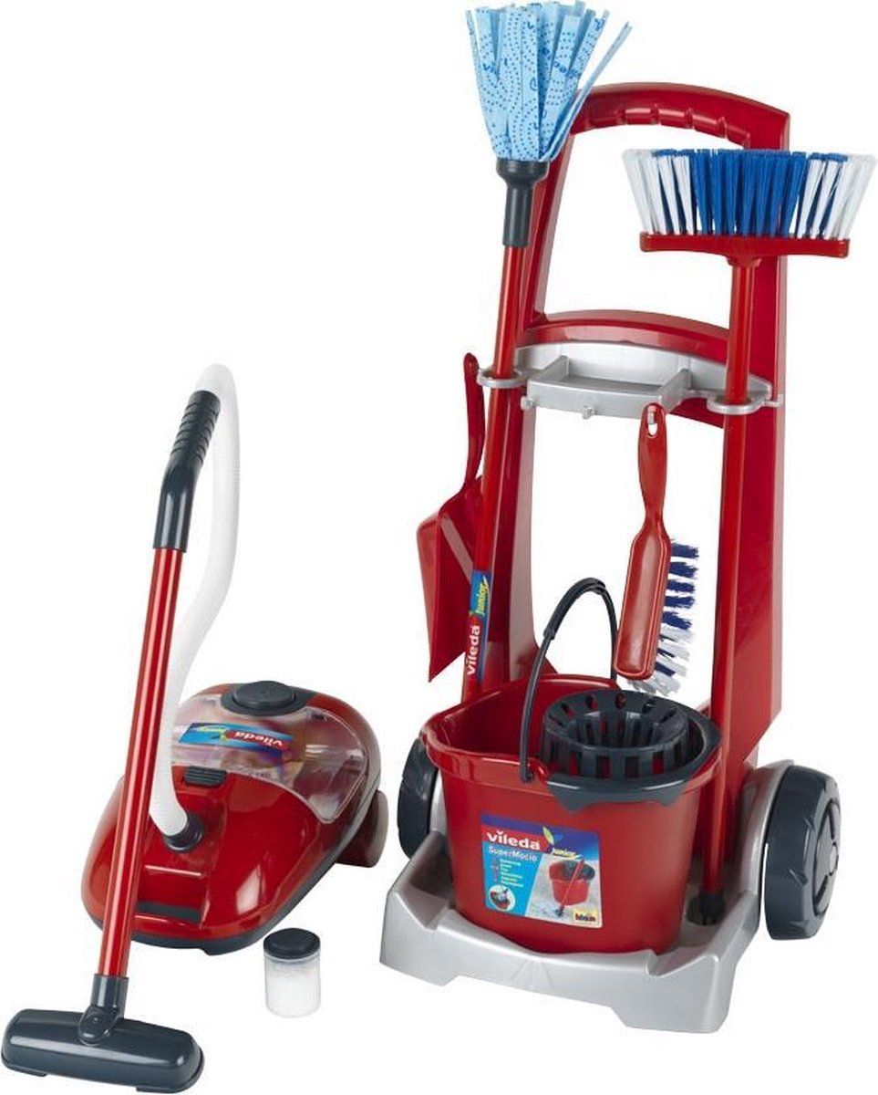 Klein Toys Vileda - speelgoed - schoonmaaktrolley - incl. zuig- en geluidseffecten - rood - blauw