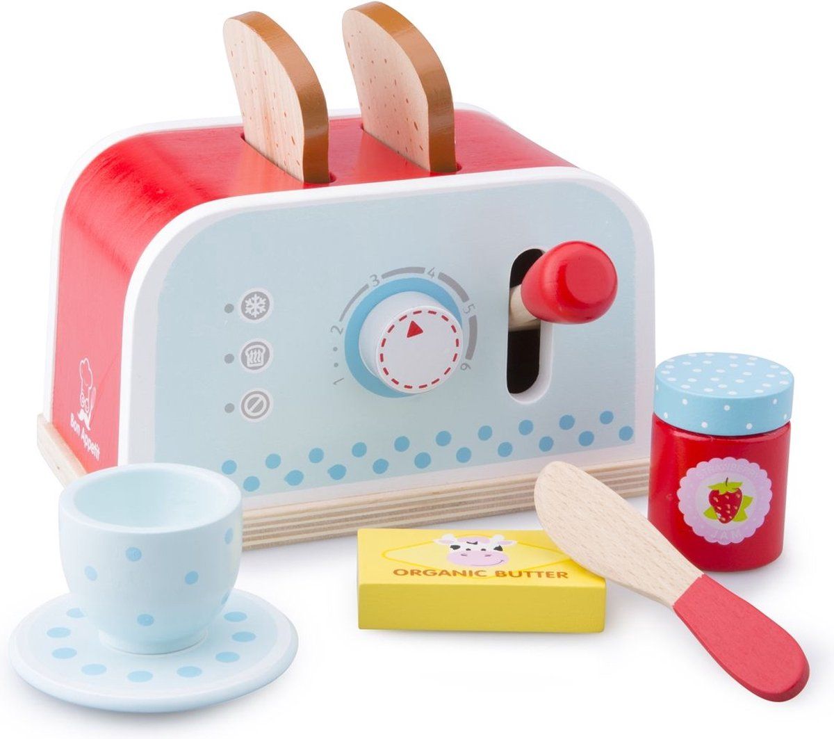 New Classic Toys - Houten Speelgoed Broodrooster - Toaster Set - Speelgoedkeukenmachine