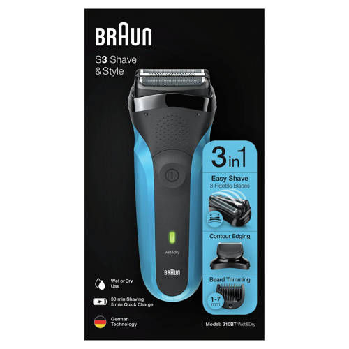 Braun Series 3 Shave&Style 310BT elektrisch scheerapparaat - Zwart/Blauw