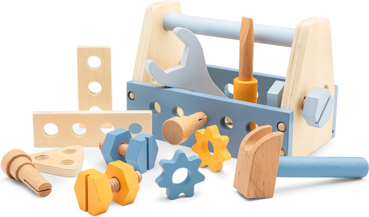 New Classic Toys - Houten Gereedschapskist / Speelgoed Gereedschap - 16 Onderdelen - FSC