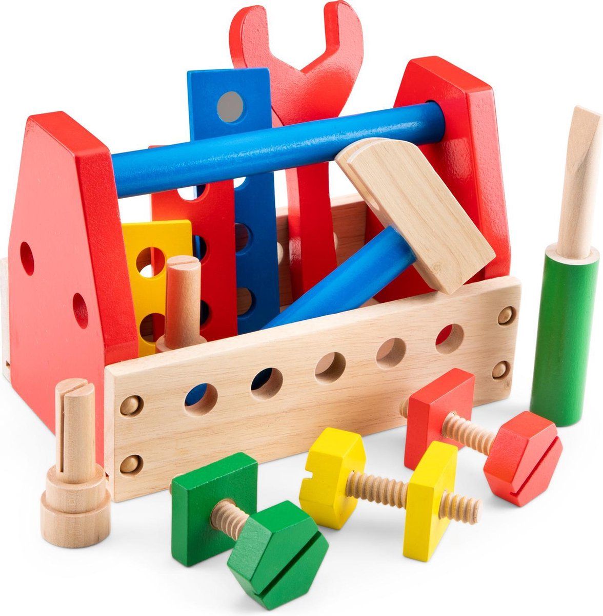 New Classic Toys - Houten Gereedschapskist / Speelgoed Gereedschap - 15 Onderdelen