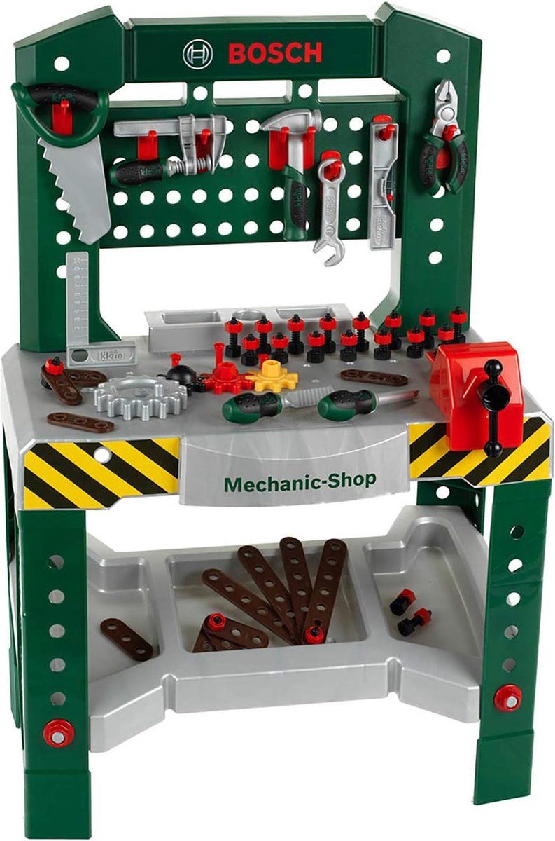 Klein Toys Bosch werkbank – 77 delig – met veel accesoires - met leerfuncties – donkergroen