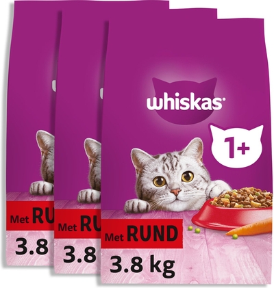 Whiskas Kattenbrokken - Adult 1+ Rund - zak 3x3.8kg kattenbrokken