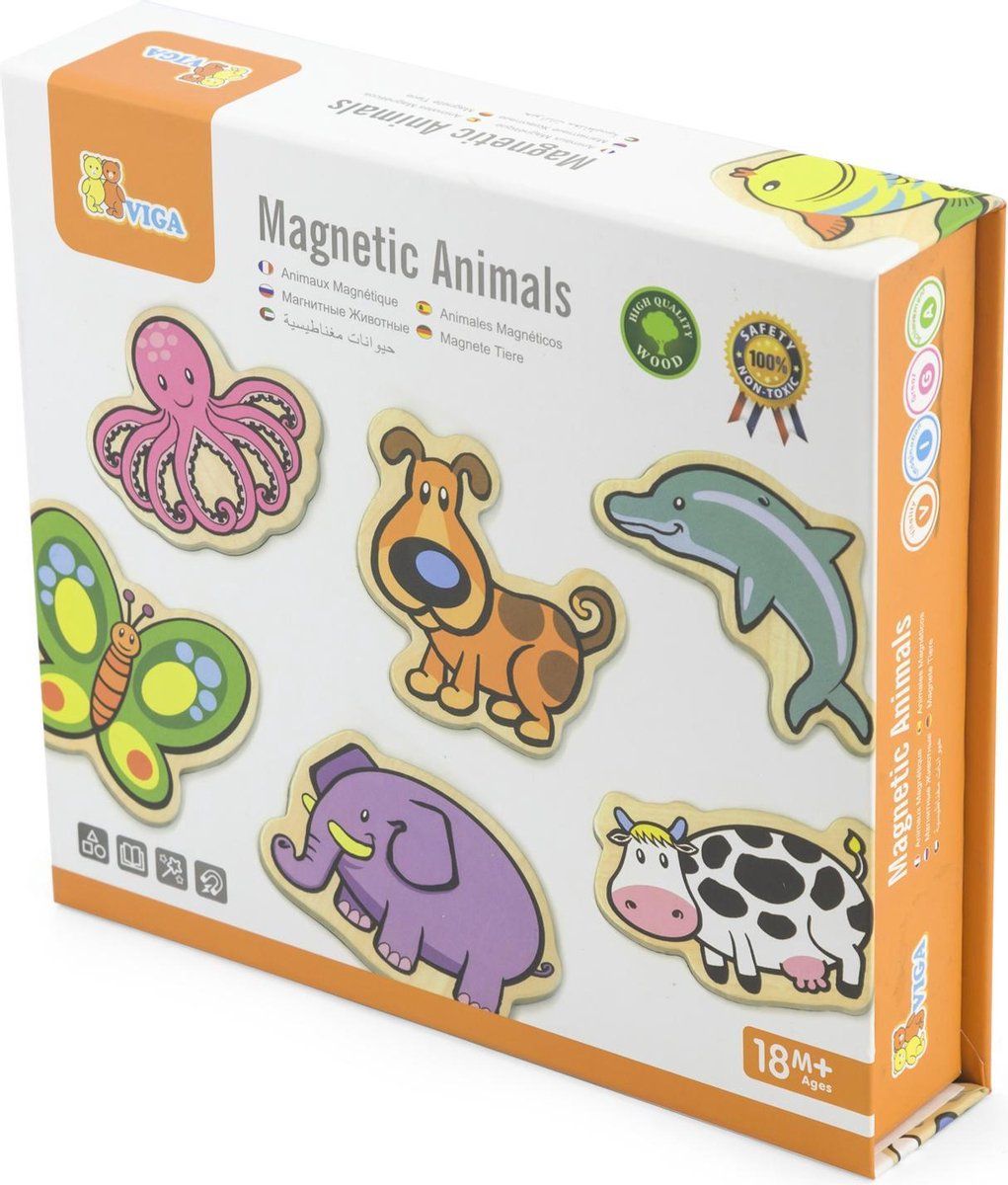 Viga Toys - Educatief Spel - Magnetische Dieren - 20 stuks