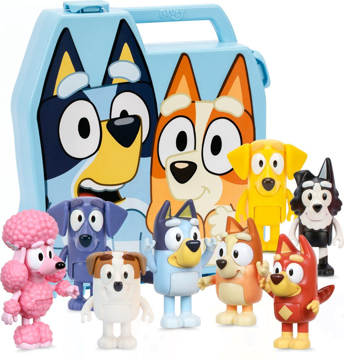 Moose Toys Bluey Verzamelkoffer met 8 speelfiguren Deluxe set