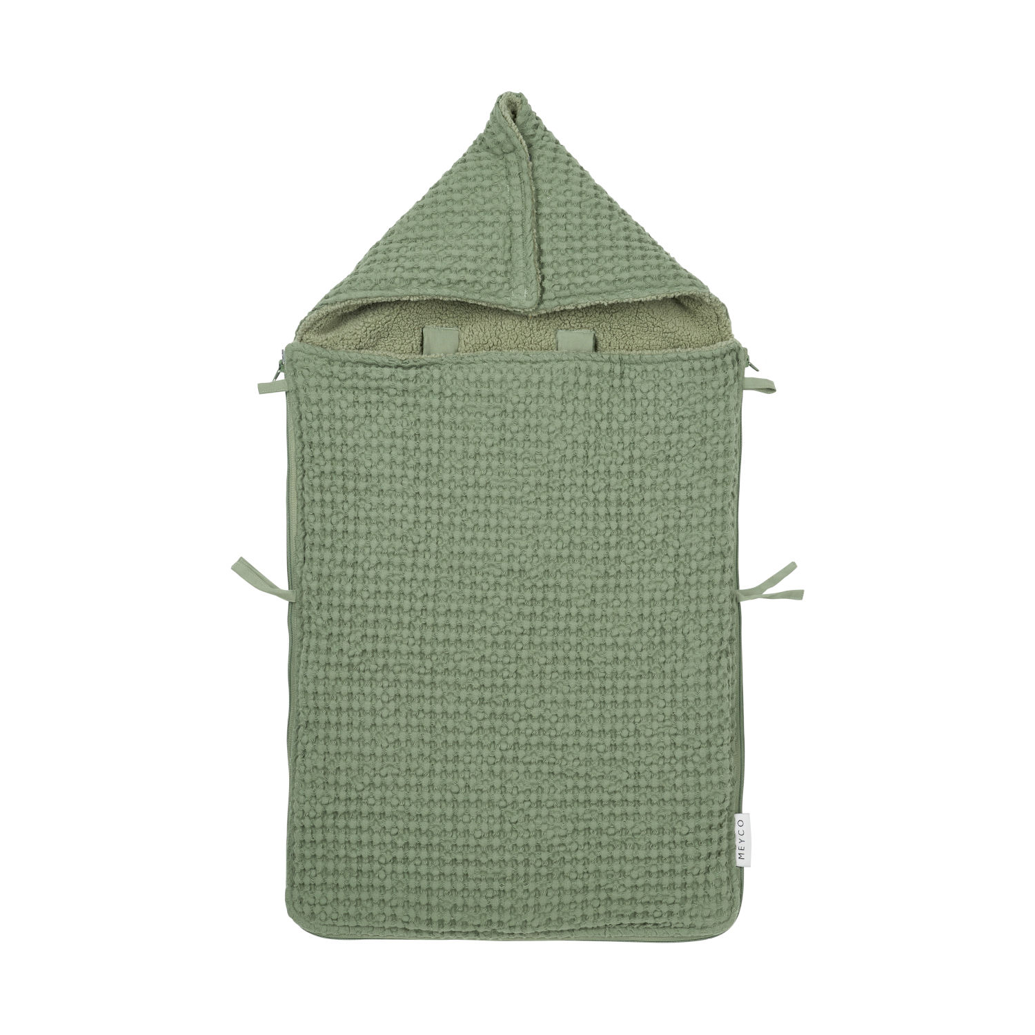 Meyco Baby Wafel Teddy voetenzak - olive green - 40x82cm