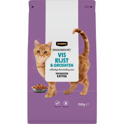 Jumbo Brokkenmix met Vis Rijst & Groenten Katten Volwassen 1,5kg - kattenbrokken