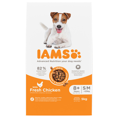 IAMS Advanced Nutrition Senior Small & Medium Dog met Kip - Dubbelpak: 2 x 5 kg - hondenbrokken