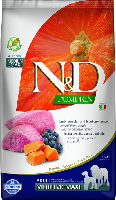 N&D Pumpkin hondenvoeding Lam medium/maxi 2,5 kg - hondenbrokken