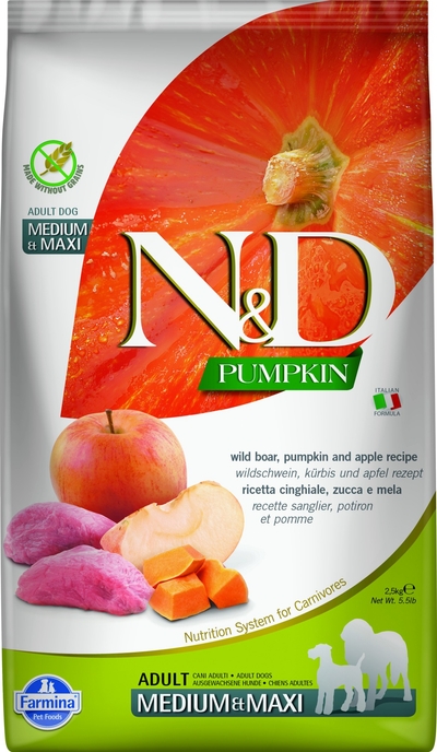 N&D Pumpkin hondenvoeding Wild Zwijn medium/maxi 2,5 kg - hondenbrokken