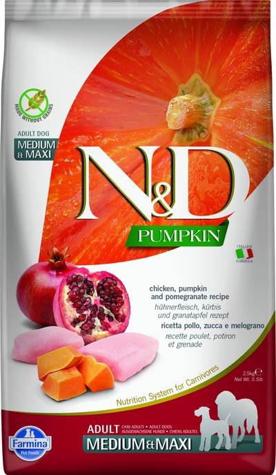 N&D Pumpkin hondenvoeding Kip medium/maxi 2,5 kg - hondenbrokken