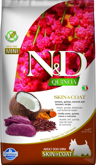N&D Quinoa hondenvoeding Skin & Coat small breed Hert 2,5 kg hondenbrokken