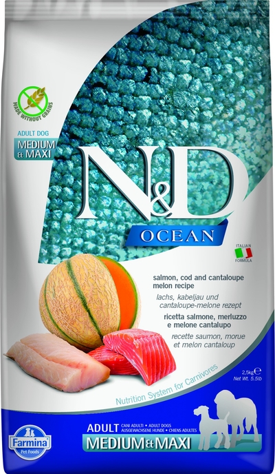 N&D Ocean hondenvoeding Zalm medium/maxi 2,5 kg - hondenbrokken