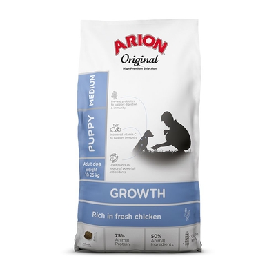12kg Arion Original Puppy Medium Breed Kip & Rijst hondenvoer droog - hondenbrokken