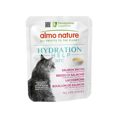 6x50g Almo Nature HFC Hydration Help zalmbouillon met zalmfilet nat kattenvoer - natvoer katten