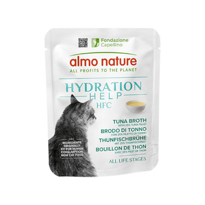 Voordeelpakket: 24x50g Almo Nature HFC Hydration Help tonijnbouillon met tonijnfilet nat kattenvoer - natvoer katten