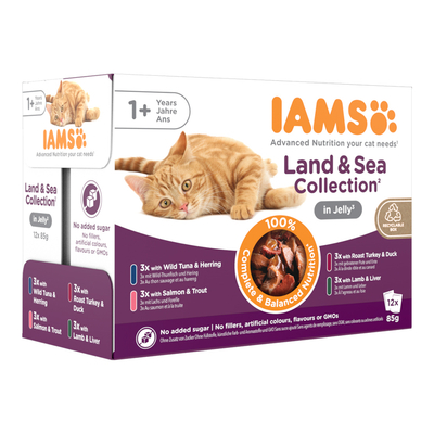 24x85g Land & Sea Mix in Gelei IAMS Delights Kattenvoer - natvoer katten