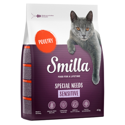 Smilla Adult Sensitive Graanvrij met Gevogelte Kattenvoer - Dubbelpak: 2 x 4 kg - kattenbrokken