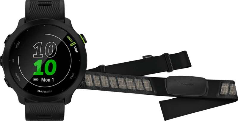 Garmin Forerunner 55 Zwart + Garmin HRM-DUAL Hartslagmeter Borstband Zwart