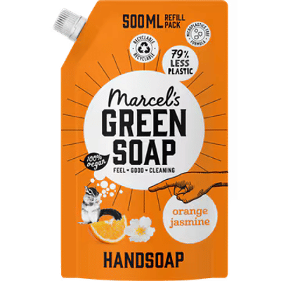 Marcel's green soap navulling sinaasappel jasmijn 500 ml