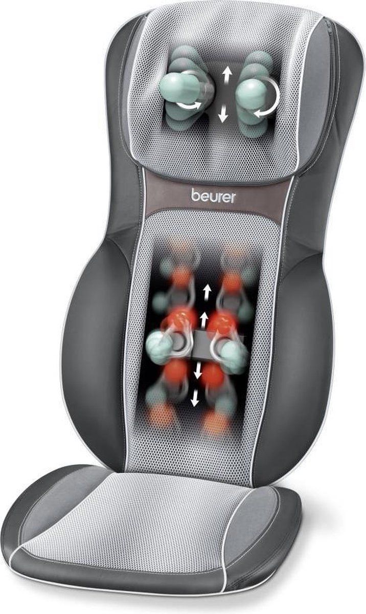 Beurer MG 295 Black Shiatsu Massagekussen - Massagestoel - 3-in-1 - Rug en nek - 4 Shiatsu massagekoppen - 2 Shiatsu nekmassage vingers - 3D Tuimeltechniek - 3 Zones - 2 Snelheden - Timer - Licht - Verwarming - 3 Jaar garantie