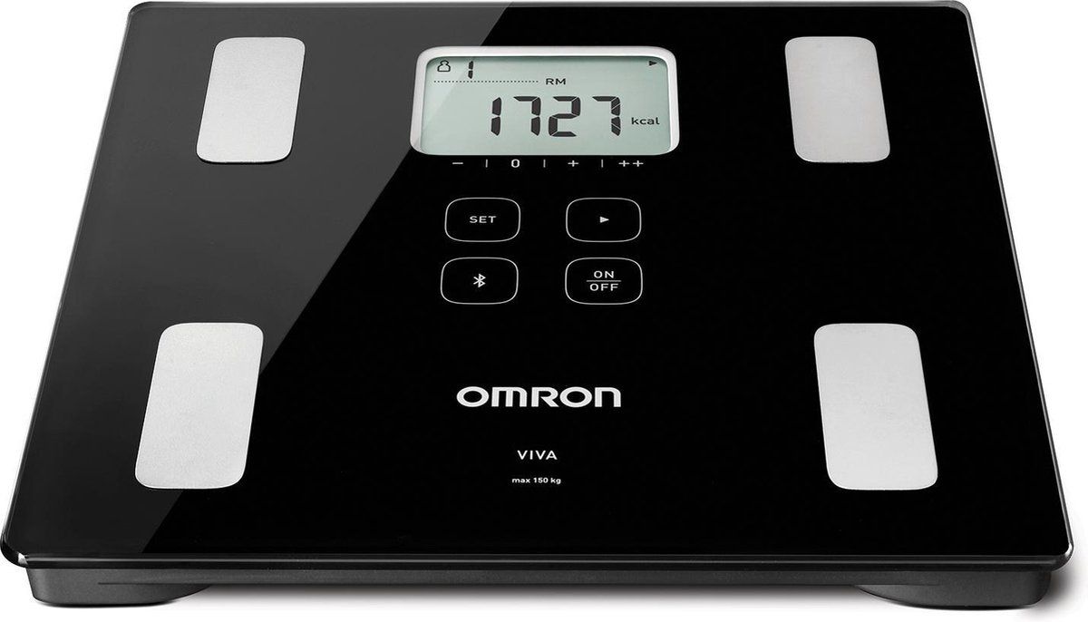 OMRON VIVA Slimme Bluetooth Weegschaal met Lichaamsanalyze en Vetpercentage - Volledige Bio-Elektrische Impedantie Analyze (BIA) - Smart Personenweegschaal Digitaal - Smart Scale - met Mobiele App - Klinisch Gevalideerd – Zwart