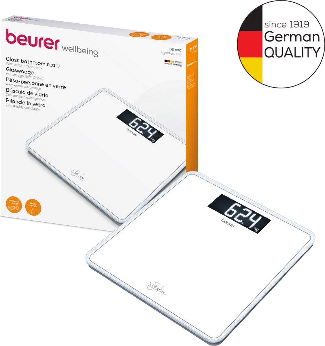 beurer-gs-400-signatureline-white-personenweegschaal-tot-200-kg-digitaal-verlicht-lcd-display-veiligheidsglas-31-x-31-cm-quick-start-incl-batterijen-5-jaar-garantie-wit