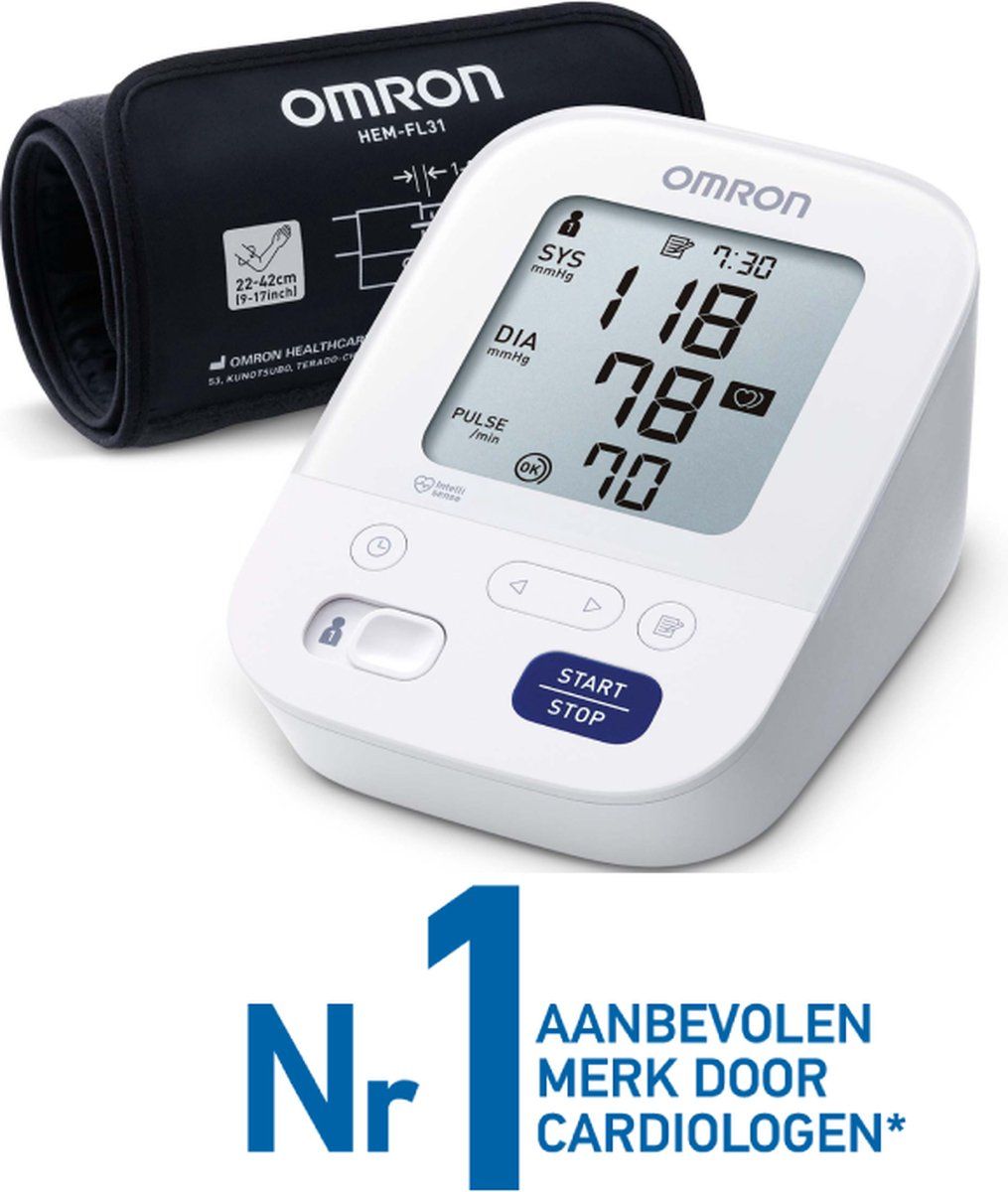 OMRON X3 Comfort Bloeddrukmeter Bovenarm - Aanbevolen door Hartstichting - Blood Pressure Monitor met Hartslagmeter – Onregelmatige Hartslag - 22 tot 42 cm Manchet – 5 jaar Garantie