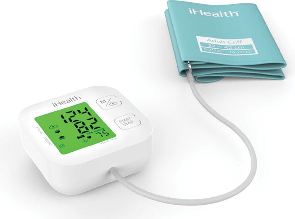 iHealth Track KN-550BT - Bloeddrukmeter Bovenarm Hartstichting - Klinisch Gevalideerd - Hartslagmeter - Bluetooth - Smartphone App - Onregelmatige Hartslag - Geheugen - Gemiddelde Laatste 3 Metingen - WHO Stoplicht Indicator - Manchet 22 - 42 cm