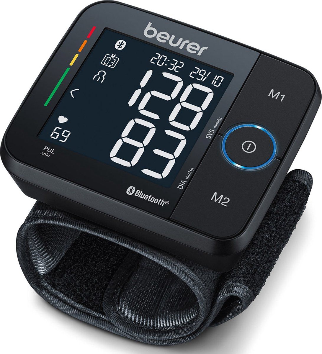 Beurer BC 54 Bloeddrukmeter pols - Bluetooth® - HealthManager Pro app - Snelle meting - Onregelmatige hartslag - Risico-indicator - 2 Gebruikersgeheugen - Manchet pols 13,5-21,5 cm - Incl. batterijen - 5 Jaar garantie