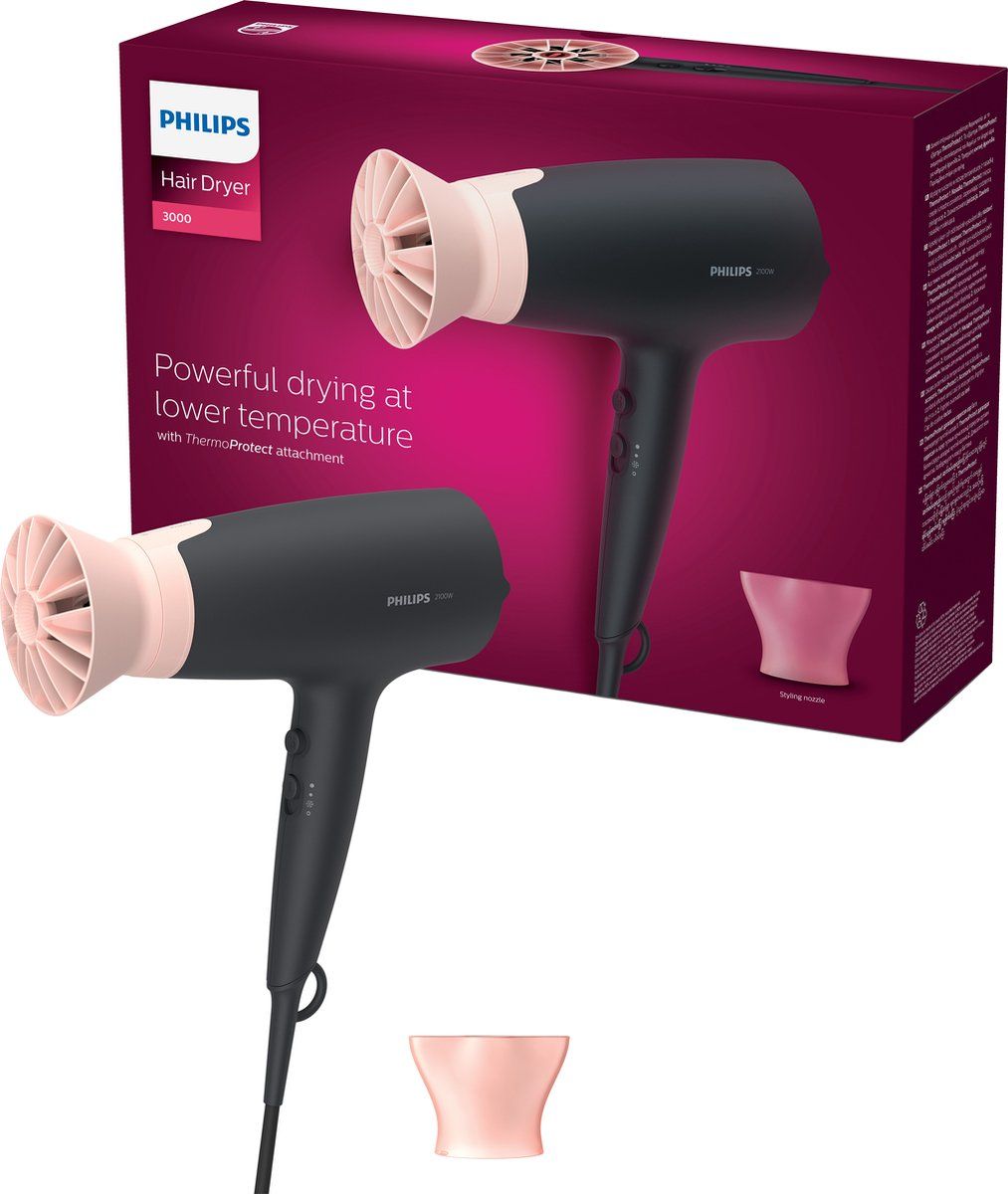 Philips 3000 BHD350/10 - Haardroger - Föhn - Roze/Zwart