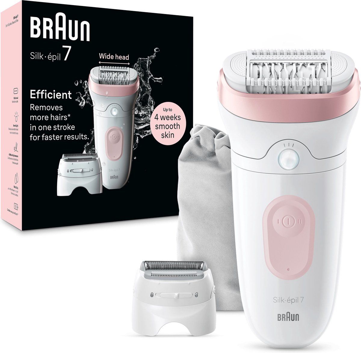 Braun Silk·épil 7 - Epilator voor Eenvoudige Ontharing - Langdurig Gladde Huid - 7-030 - Wit/Flamingo