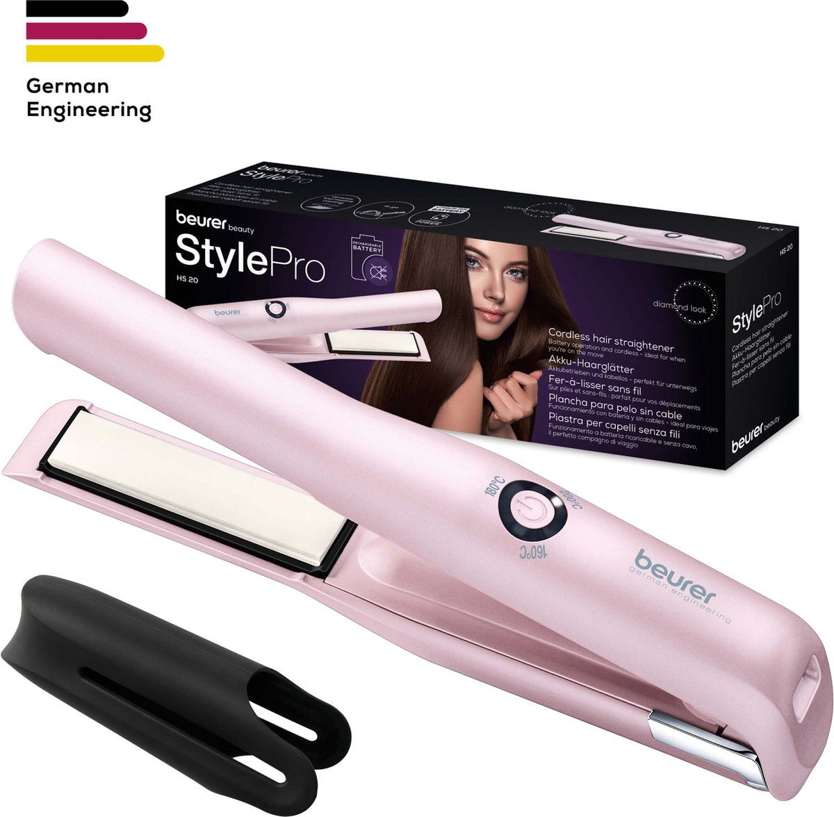 Beurer HS 20 Stijltang - Straightener - Draadloos gebruik - Oplaadbaar - 3 Temperatuurstanden - Snelle opwarming - Keramische & toermalijn coating - 3 Jaar garantie