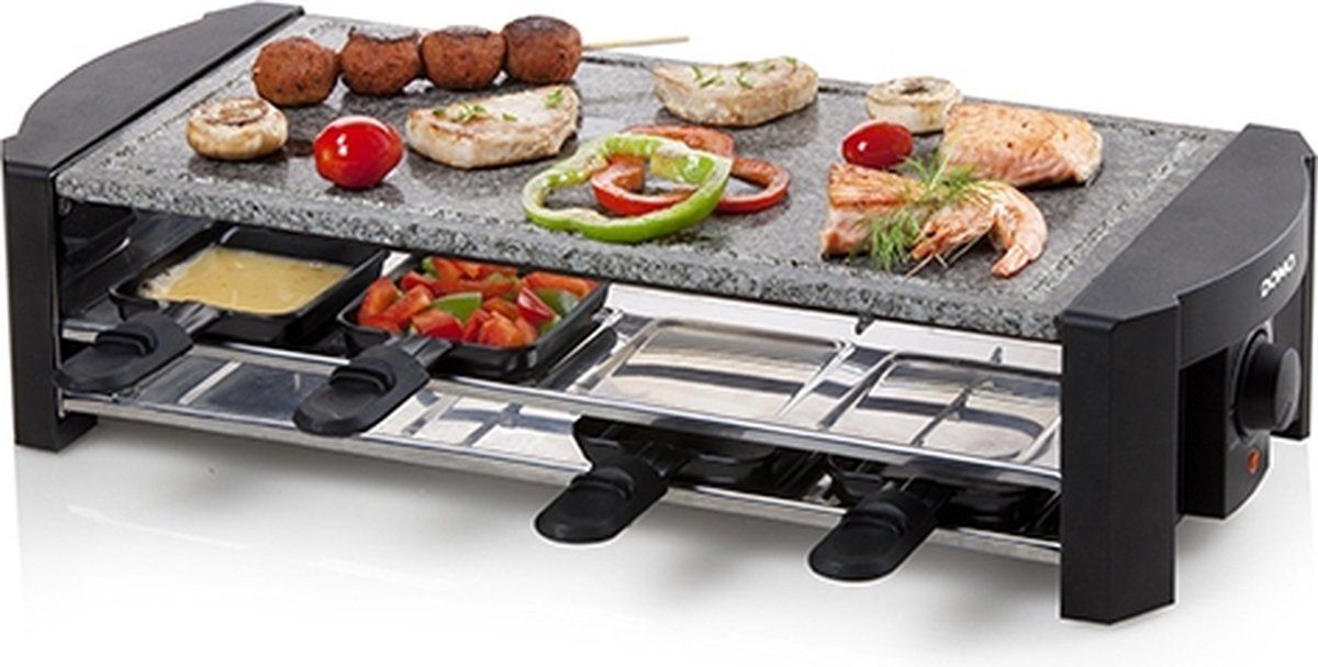 DOMO DO9189G Gourmetset - Steengrill - Raclette - 8 Personen - Verwisselbare platen - 1200W