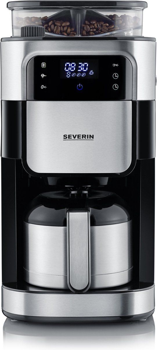 Severin KA 4814 Filter Koffiezetapparaat met bonenmaler - Hoogwaardige thermoskan - Extra stille werking - Zwart / Rvs