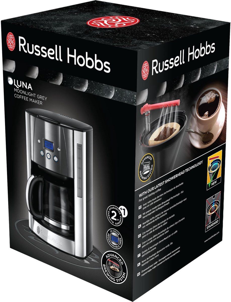 Russell Hobbs 23241-56 Luna Moonlight Grey - Filterkoffiezetapparaat met glazen kan - Grijs