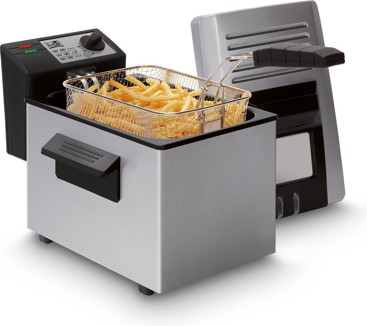 FRITEL Friteuse A103 - Frituurpan / Frietketel - 3L - 2000W - Cool touch handgrepen - Filterdeksel met kijkvenster - Inklapbare greep - 2-4 personen