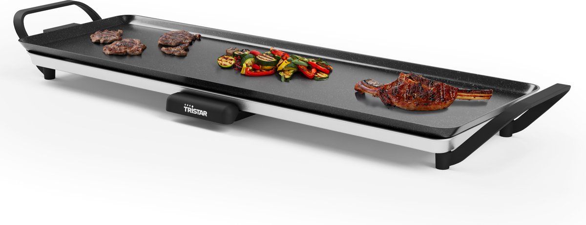 Tristar Grillplaat BP-2668 - Tafelgrill L: 70 x 23 cm - Voor binnen en buiten - BPA Free - Gourmet bakplaat voor op tafel - 6 tot 8 personen - Met regelbare thermostaat - Anti-aanbaklaag - Zwart