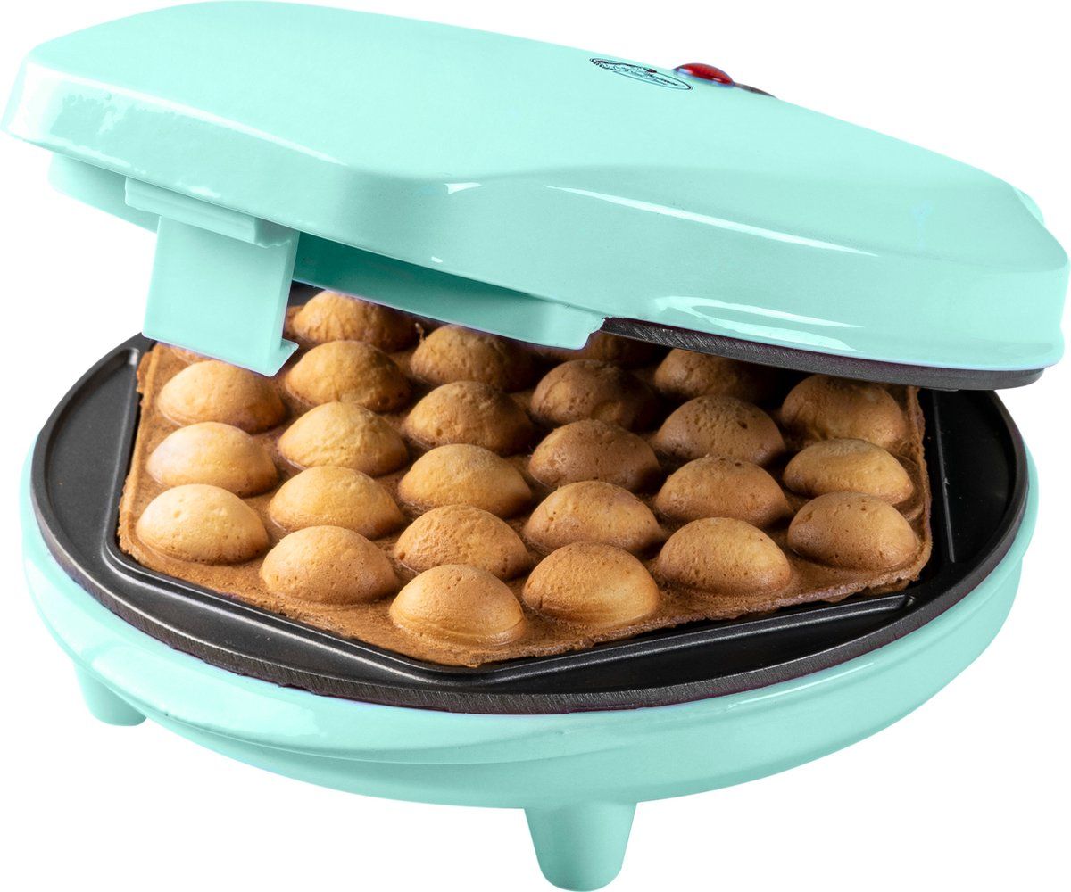 Bestron Bubbel Wafelijzer, wafelmaker voor bubbel wafels te vullen met ijs, chocola of fruit, met bakindicatielampje & antiaanbaklaag, 700 Watt, kleur: mint