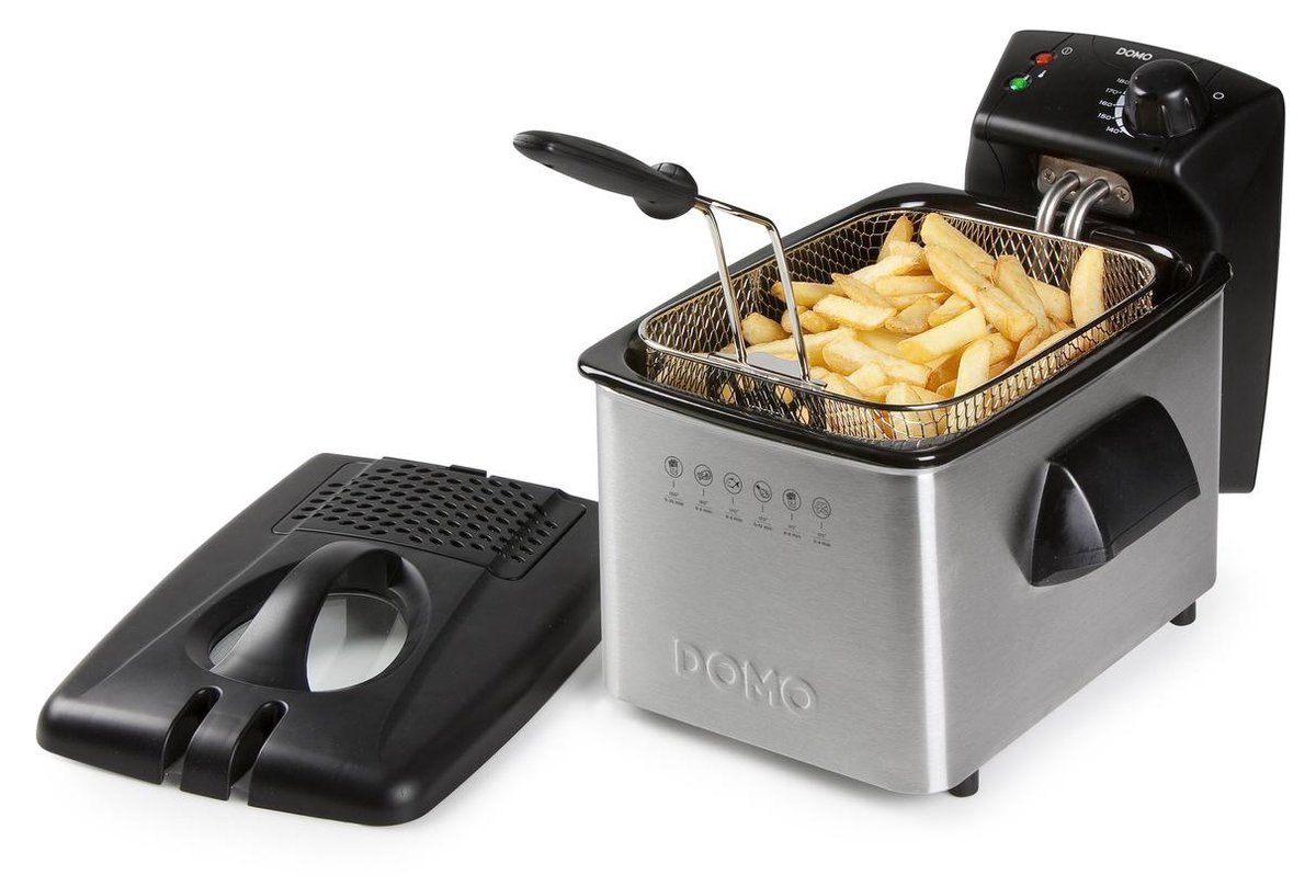 DOMO DO464FR Friteuse - Frituurpan - 3L - 2200 W - Inox/Zwart