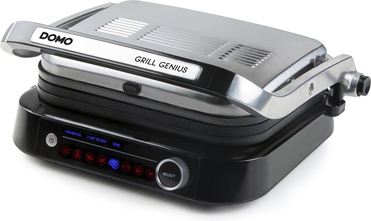 DOMO DO9249G Contactgrill 'Grill Genius' - Smart Steak-modus - Antiaanbaklaag - Met display